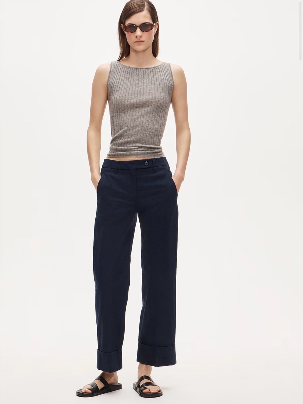 NWT J.Crew Plus Size 24 Cuffed Chino Pants Navy Wide Leg